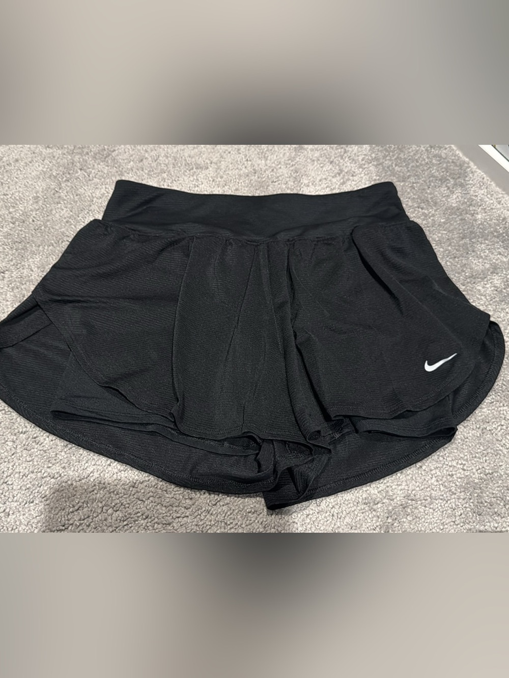 Nike Women's Black Layered Athletic Skort with White Swoosh